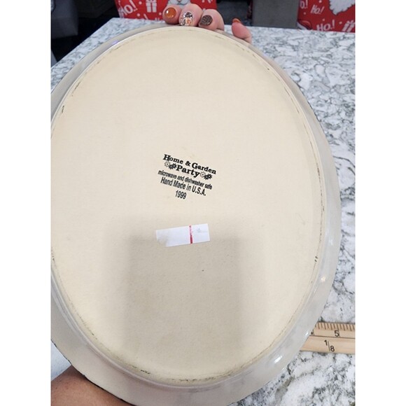 HOME & GARDEN PARTY 1999 BIRDHOUSE 13" by 11" OVAL SERVING PLATTER - Picture 5 of 5